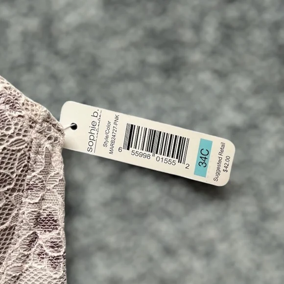 ***Final Drop*** NWT Sophie B Pink Lace over Gray Longline Bra 34C - Picture 4 of 13